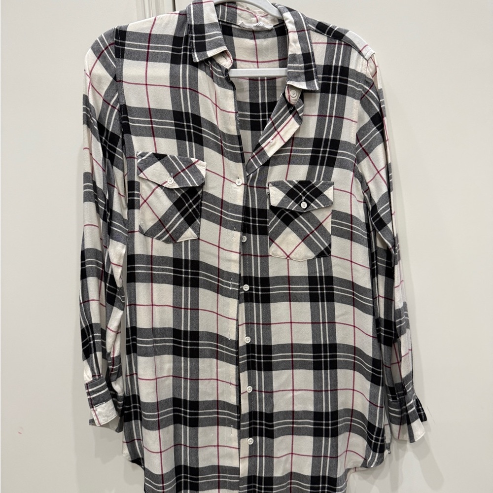 BB Dakota Black and White Plaid Button Down Shirt